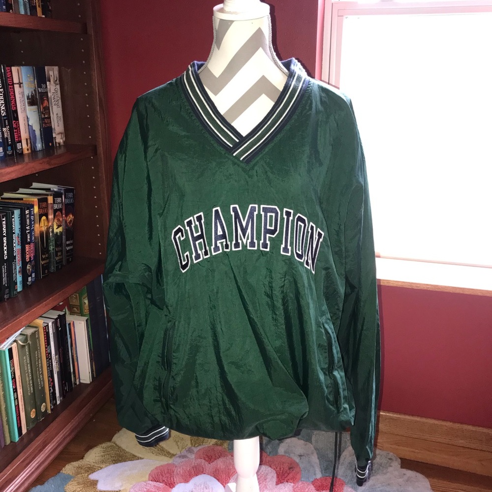 Mens Champion Green Vintage Windbreaker Size L